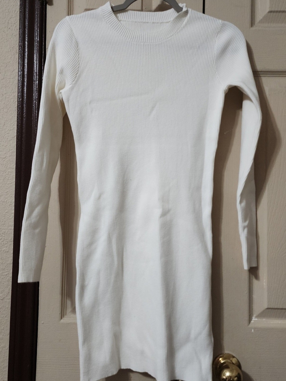Commense Cream Ribbed Mini Sweater Dress - Picture 4 of 5